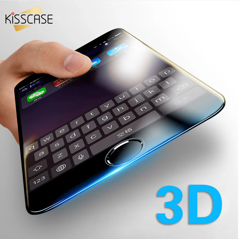 KISSCASE 3D полный Чехол для iPhone 6s 6 7 8 X защита экрана Ультра тонкое крутое закаленное