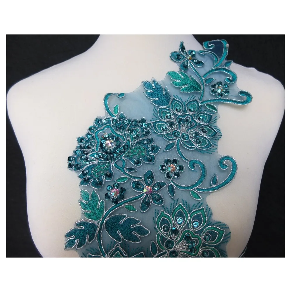 Бесплатная доставка 1 шт. новинка Модная уникальная синяя/серебряная вышивка