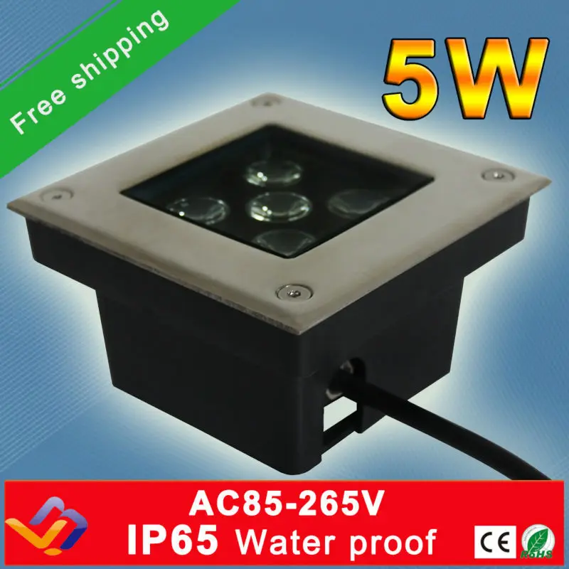 Бесплатная доставка! 10 шт./лот 5*1 Вт LED подземный свет квадратной формы открытый