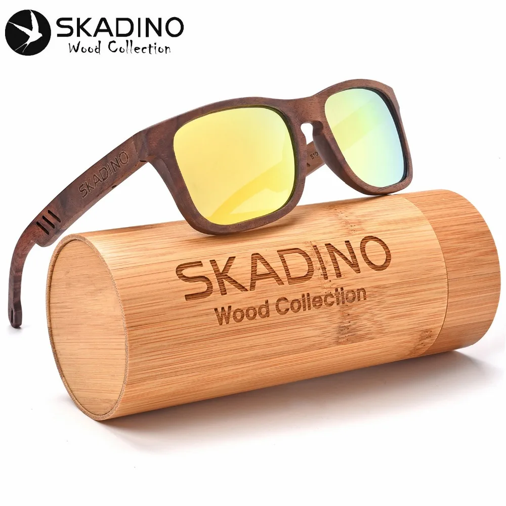 SKADINO UV400 поляризационные солнцезащитные очки из орехового дерева модные для