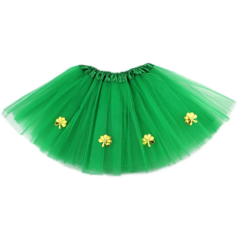 

St. Patrick's Day Tutu Skirt Girl Pettiskirt Shamrocks Children Show Dance Skirt For Short Tutu Girls
