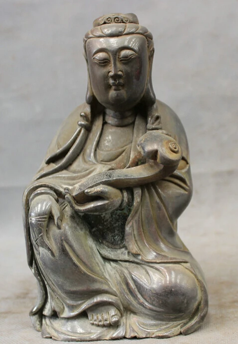 

song voge gem S3043 Chinese Classic Pure Bronze Copper RuYi Kwan-yin GuanYin Bodhisattva Statue