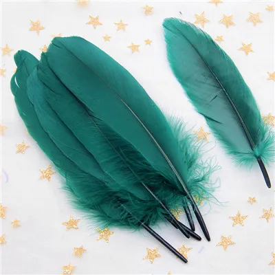 dark green 50pcs Натуральные лебединые перья 14-20 см, многоцветные гусиные перья, шлейф для рукоделия, свадебных украшений, рукоделия, украшения для дома, 50 шт - Цвет: dark green 50pcs