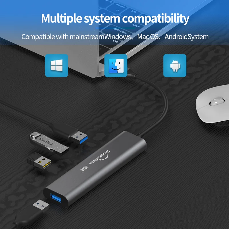 Blueendless usb c hub USB3.1 Тип C на 4 порта USB3.0 Высокоскоростная поддержка 3.0 5 Гбит/с для MacBook