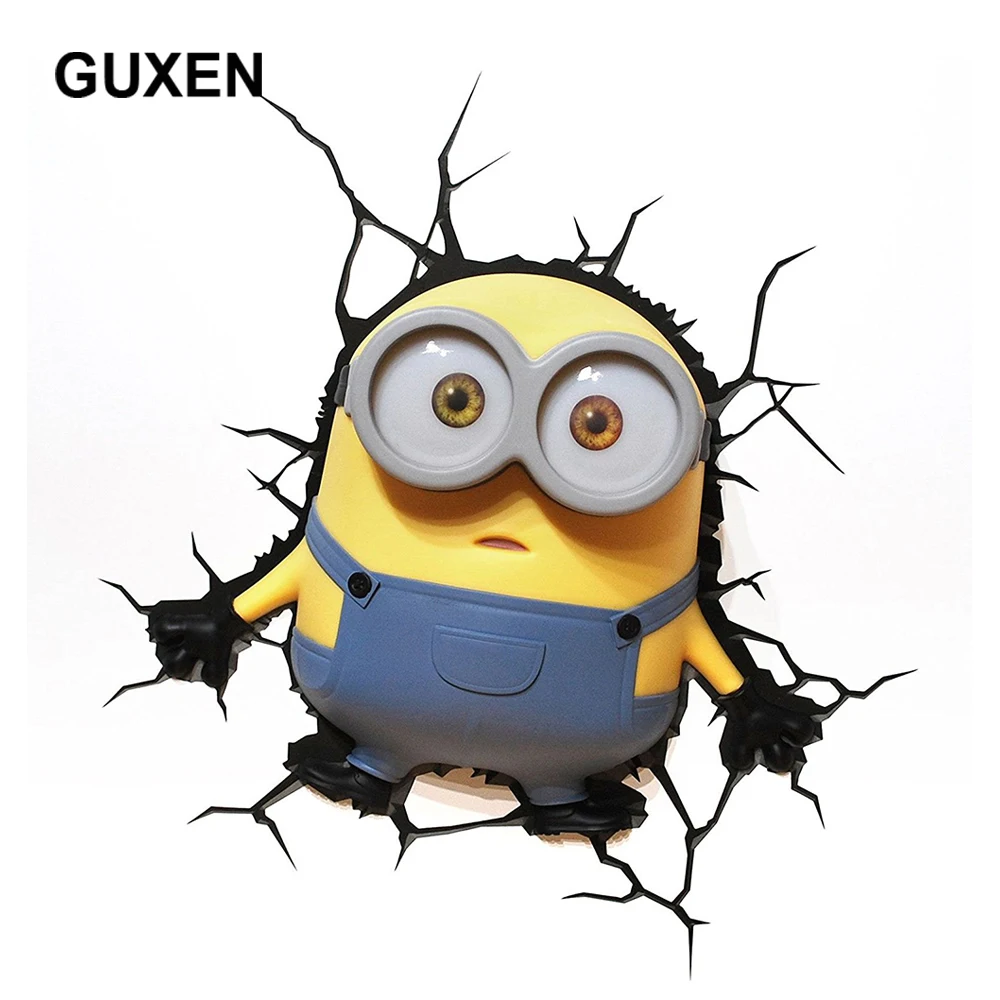 GUXEN 2 Миньоны Боб 3D мультфильм творческий деко игрушки стены Стикеры светодиодный