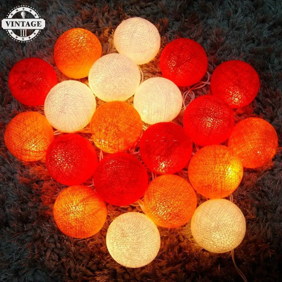 Vintageii Hallowmas гирлянда ватный шар light20bacles/набор 3 м оранжевый тон закат праздник