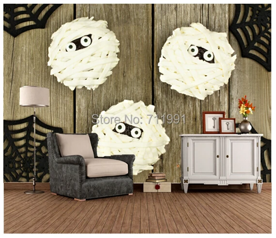 

Free shipping custom large mural of the living room sofa restaurant background wall wallpaper Halloween mummy cupcakes