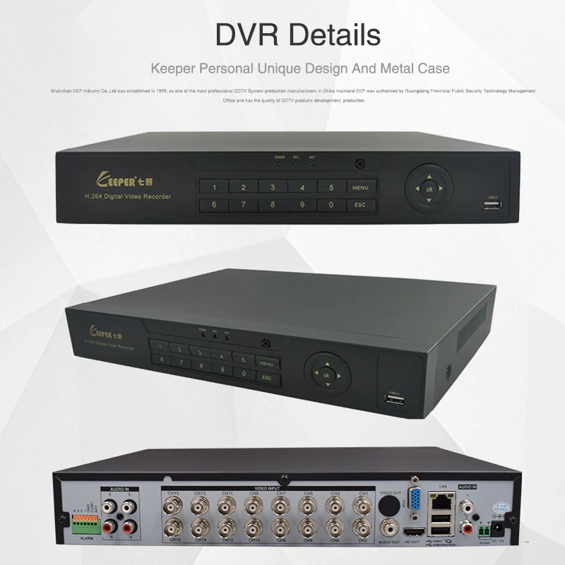 Хранитель 16-канальный 1080 P AHD DVR Hybrid Рекордеры для видеонаблюдения 3 в 1 Поддержка IP