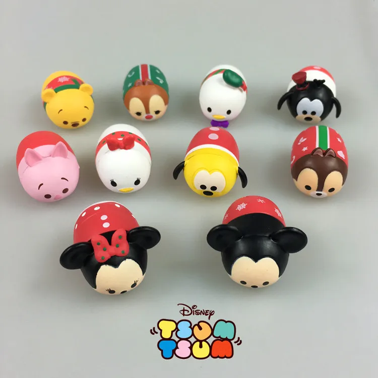 Disney Tsum 10 шт./лот 3 8 см с коробкой милые мини Дональд Микки Винни игрушки на