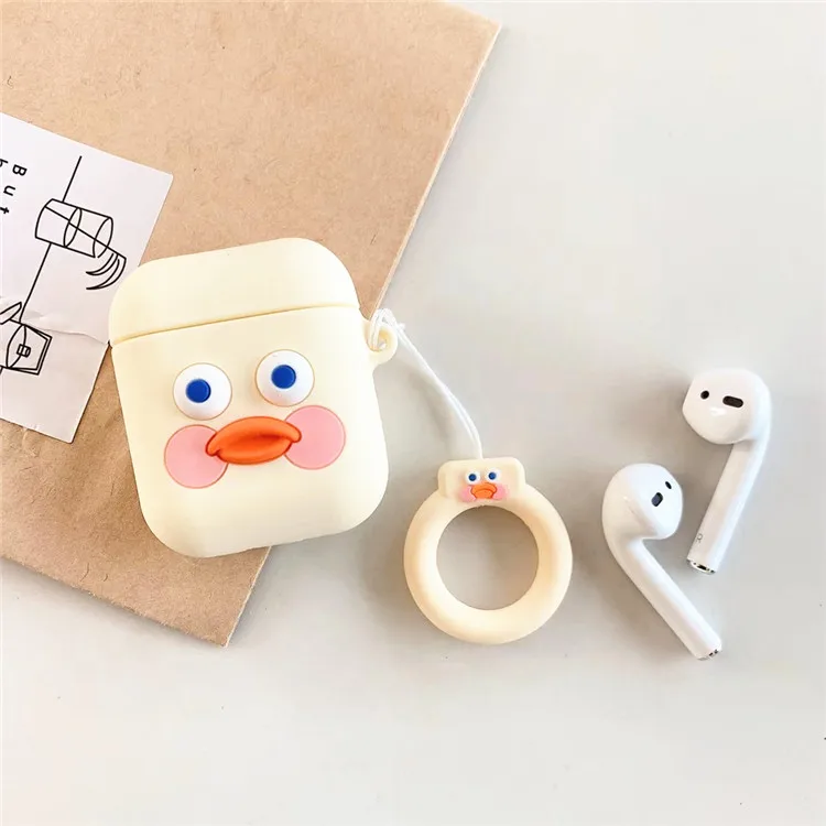 White duck 3D милый брючный братец колбаса тост желтый DUDU утка Airpods силиконовый чехол для Apple Airpods 2 беспроводной Bluetooth чехол для гарнитуры - Цвет: White duck