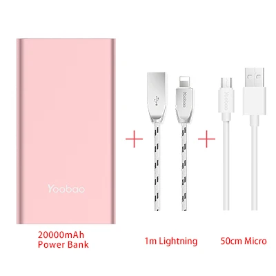 PK-Lightning-Micro Yoobao A2 повербанк 20000mAh внешний аккумулятор с двойнымм портами выхода/входа литий-полимерный повер банк 14,5мм ультратонкая портативная зарядка с с цифровым индикатором - Цвет: PK-Lightning-Micro