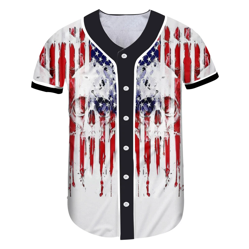 OGKB бейсбольная 3d футболка с американским флагом и принтом черепа унисекс