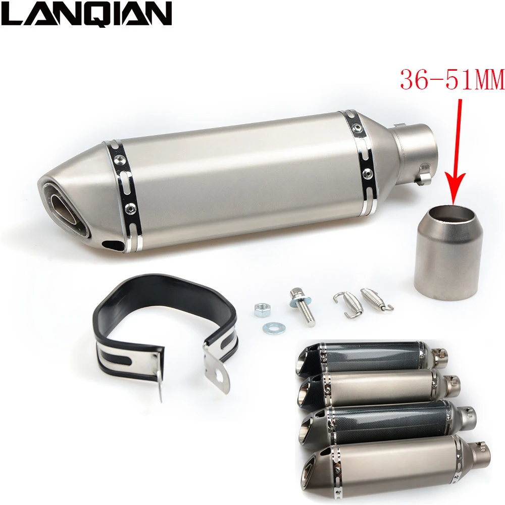 38- 51MM Carbon fiber Motorcycle Escape Modified Muffle Exhaust Pipe for 125 200 390 690 990 EXC SMC Super R | Автомобили и