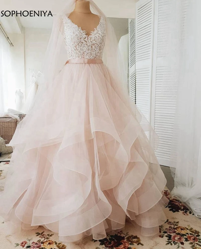 

New Arrival V Neck Ball gown wedding dresses 2021 Vestido de noiva Luxury wedding dress bride dress vestidos novias boda