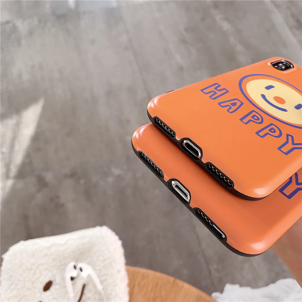 Summer Fresh Orange Smiley face Soft IMD Phone Case for Iphone 7 7plus 6s 8 Xs Max XR Anti-knock pink Solid Candy Tpu Cover |