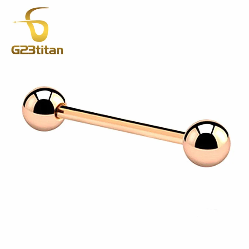 G23titan розовое золото цвет язык кольца 14g G23 титана прямой пирсинг штанга для языка