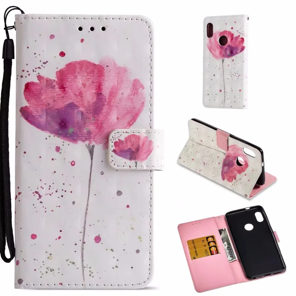 Abhoriz cover for xiaomi 6X Case with Card slots 3D painted patterns Leather phone case |