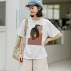 Винтажная женская летняя футболка с абстрактным рисунком в стиле ретро, Повседневная тонкая футболка с короткими рукавами в Корейском стиле с круглым вырезом, футболки в стиле Харадзюку