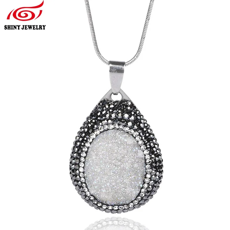 Богемия Для женщин женский камень Подвески и Ожерелья для мужчин Jewelry природа Druzy