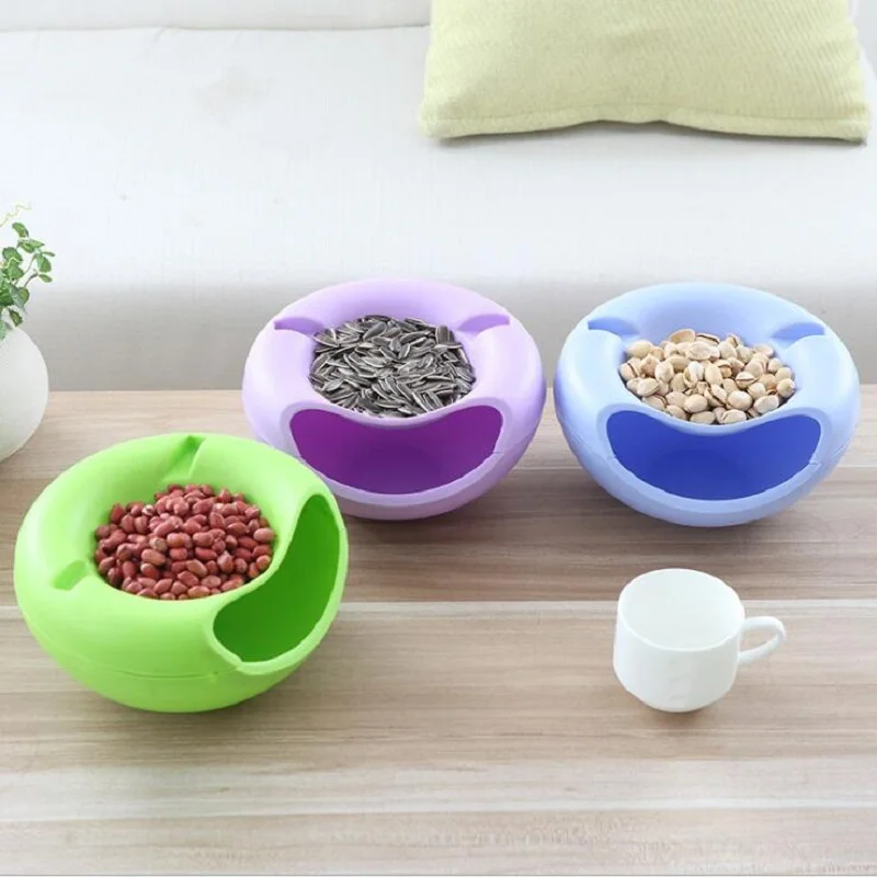 1PC New Multifunctional Plastic Double Layer Dry Fruit Containers Snacks Seeds Storage Box Garbage Holder Plate Dish Organizer | Дом и сад