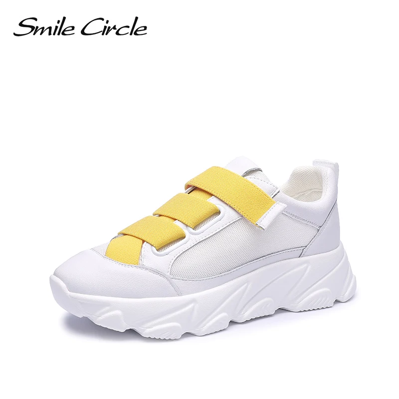 Smile Circle/2019 г. весенняя обувь на массивном каблуке женские кроссовки плоская