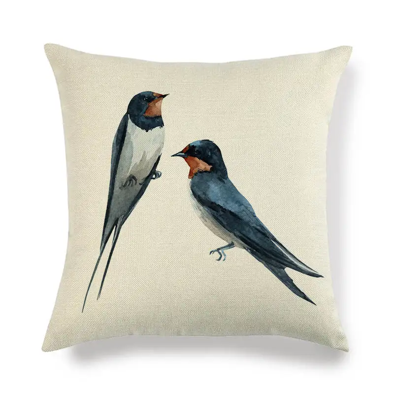 45 см* 45 см акварель Kingfisher и Swallow лен/хлопковая подушка для дивана Чехлы диванная Подушка Обложка Домашняя Декоративная Подушка Чехлы - Цвет: 3