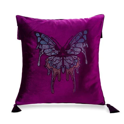 Design 9 purple Нордическая Европа Роскошные Горячие сверления наволочки добавить кисточкой красота бархат дома автомобиль гостиной диван Dec FG1136 - Цвет: Design 9 purple