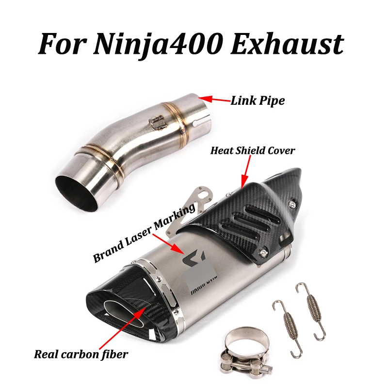 Slip on For Kawasaki Ninja400 Motorcycle Exhaust Muffler Modified With Brand Logo Carbon Fiber/stainless Steel Moto Escape | Автомобили и