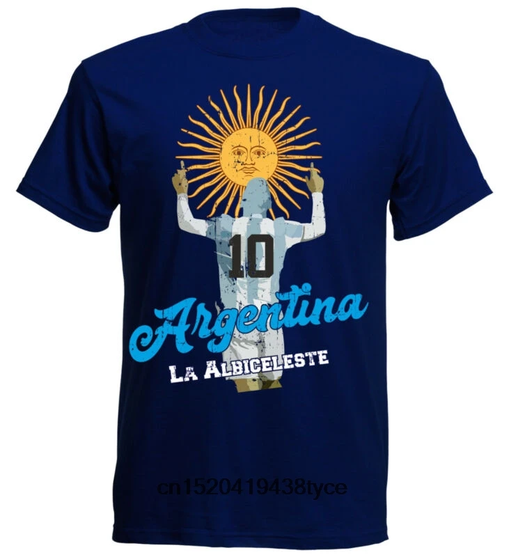 Для мужчин футболка Argentinien WM 15 Аргентина № 10 военно морской флот wo