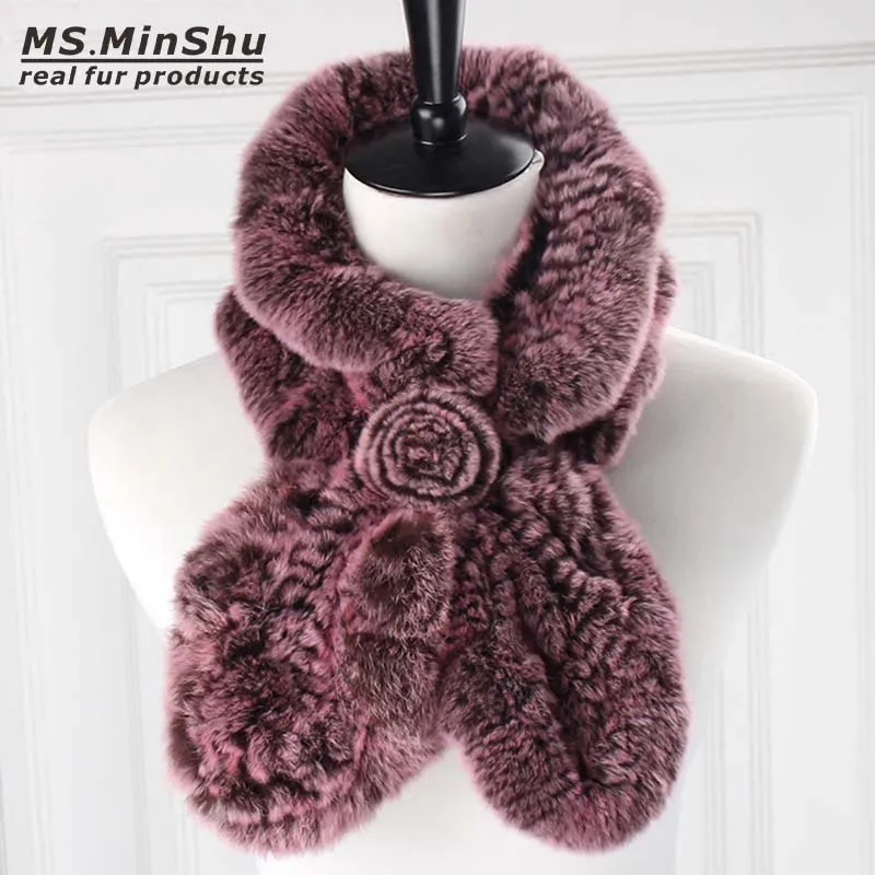 Женский обогреватель для шеи зимний шарф с натуральным мехом модель Ms.MinShu 100%| |