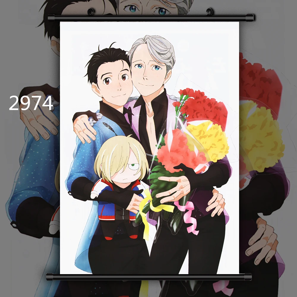 2974 Yuri On Ice Group Аниме Манга настенный плакат свиток D - Цвет: 2974