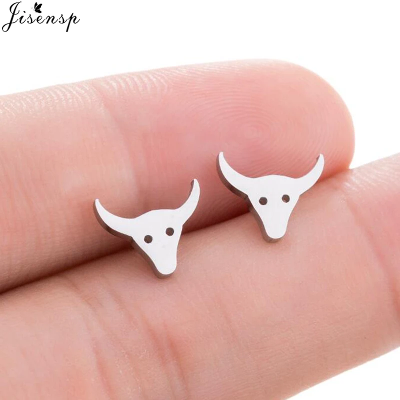 Jisensp New Kawaii Cartoon Cow Stud Earrings DIY Handmade Jewelry 3D Cute Animal Earrings for Women Kids Birthday Gift oorbellen