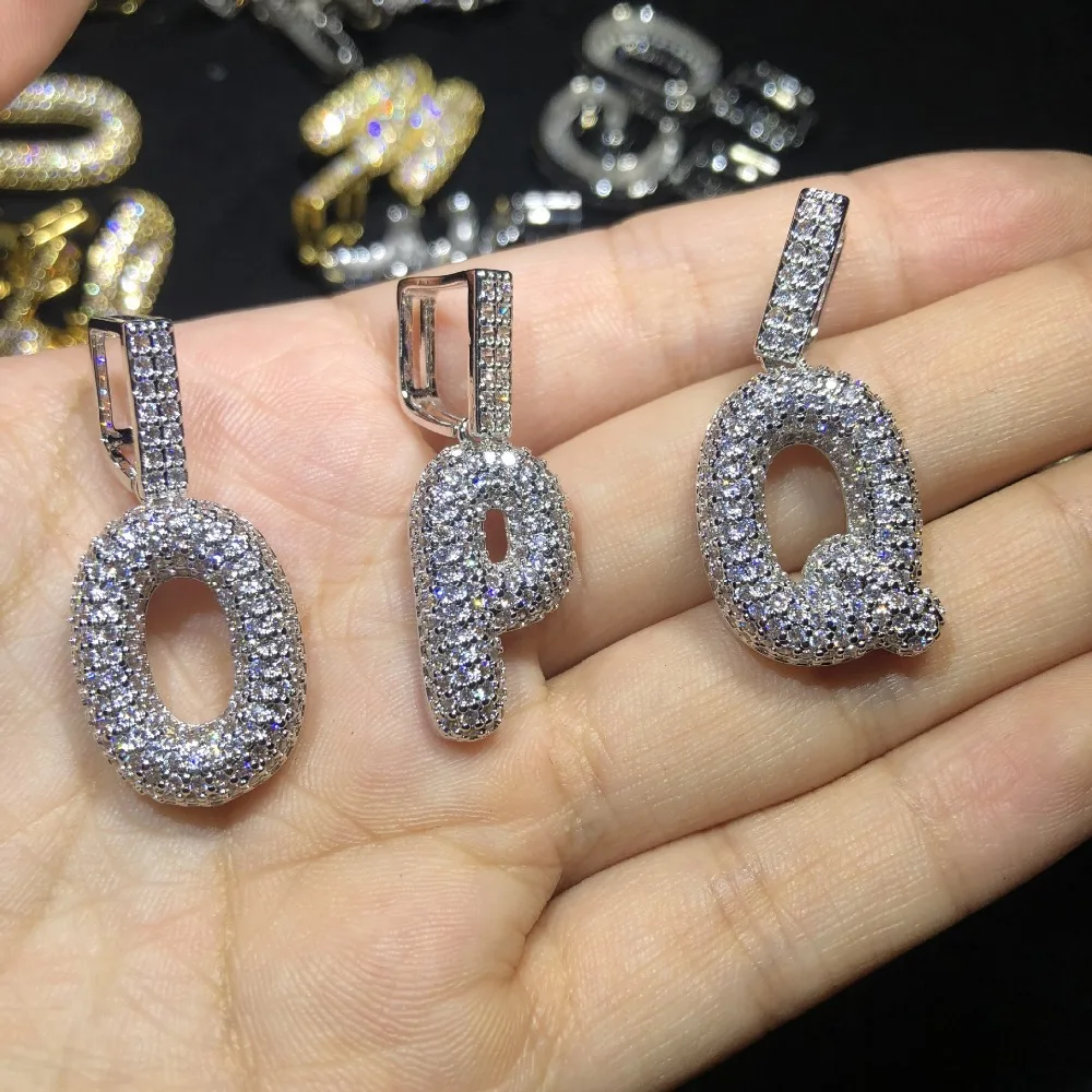 В стиле хип-хоп с кубическим цирконием твердым покрытием Bling льдом мини письмо
