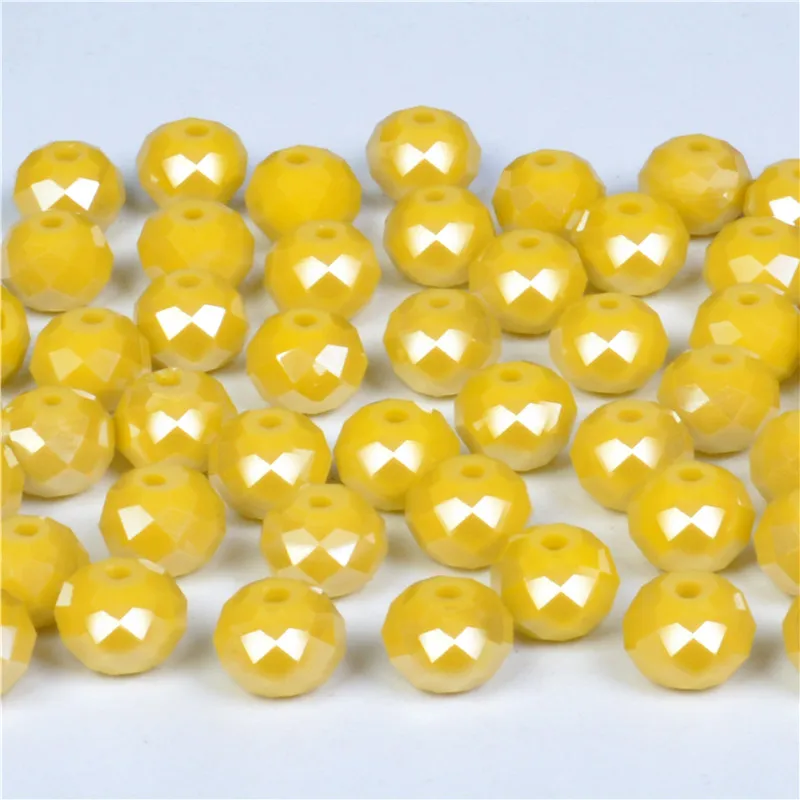 

4 6 8mm Yellow AB Faceted Rondelle Loose Spacer Round Austria Crystal beads For DIY Jewelry Making