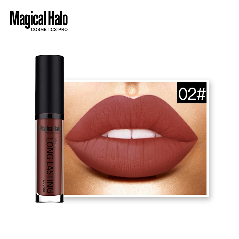 02 1-19 цветов бренд Magical Halo Pro Матовая жидкая губная помада Водонепроницаемая блеск долговечный блеск для губ тату макияж телесный Batom Berry красный - Цвет: 02