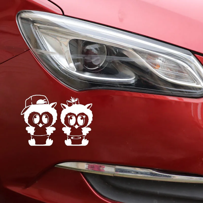 YJZT 13.5CM*9.5CM Cartoon cute Diaper Owls Vinyl Black/Silver Motorcycle Car Sticker C22-0975 | Автомобили и мотоциклы