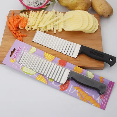 Stainless Steel Potato Dough Waving Crinkle Cutter Slicer Home Kitchen Vegetable Chip Blade Knife Potato Shredders Slicers