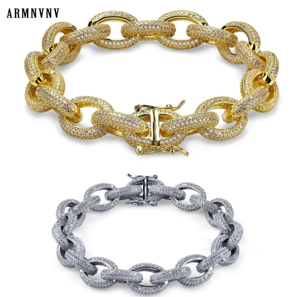 ARMNVNV высокое качество хип хоп овальной формы Iced Out Bling браслет цепочка для мужчин
