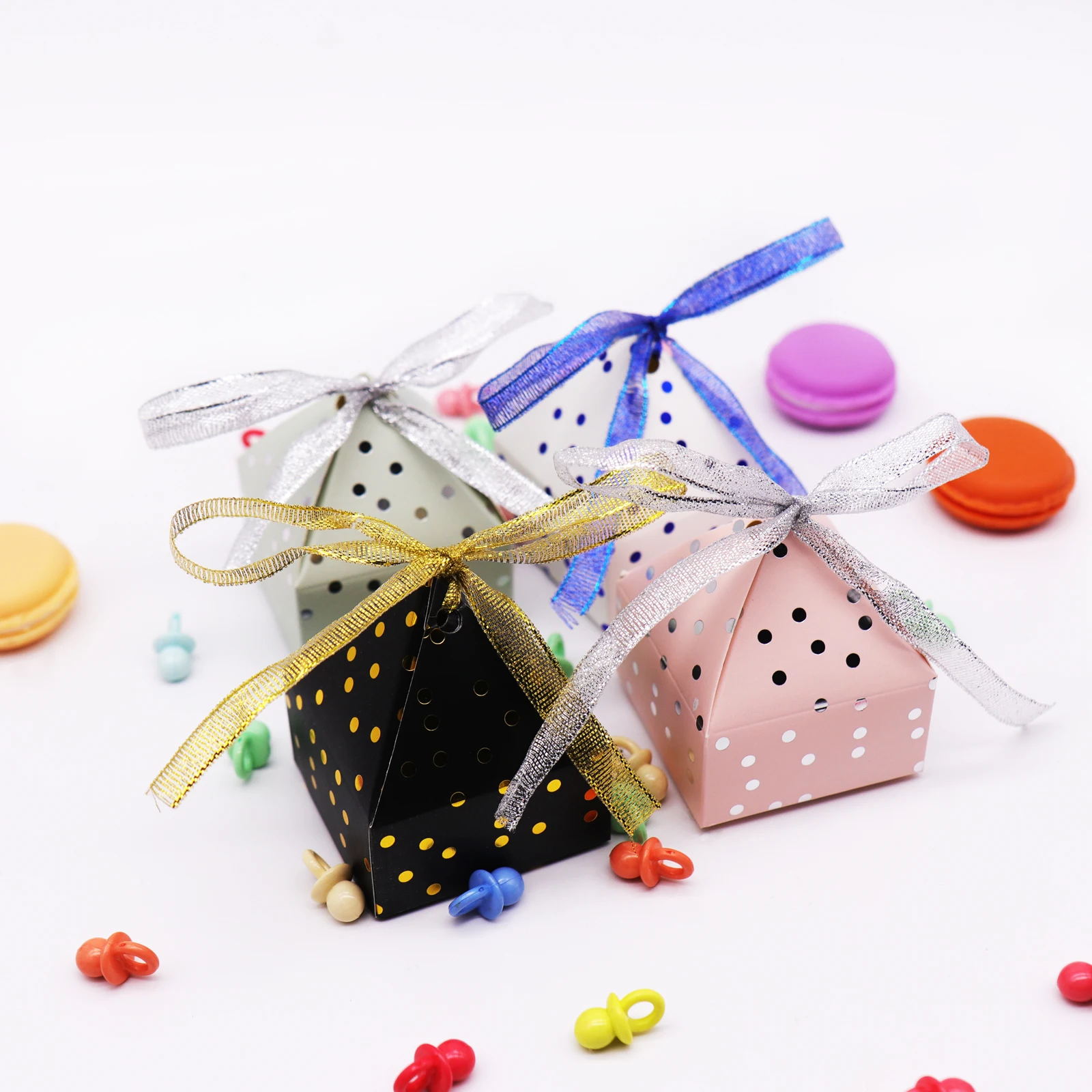 6x6x7.5cm Birthday Party Bronzing Dot Pink/Blue Paper Candy Box Wedding Chocolate Baby Shower Festival Decorations | Дом и сад