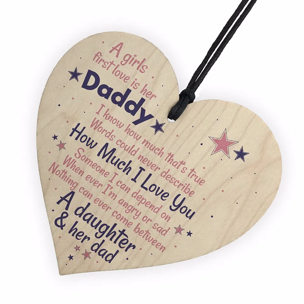 Meijiafei First Love Daddy Fathers Day Dad Sign For Him From Daughter Hanging Wood Heart | Дом и сад