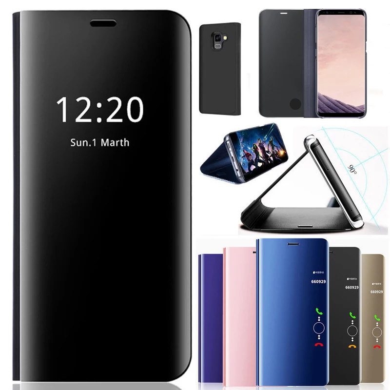 Прозрачный зеркальный умный чехол для Samsung Galaxy S9 Plus S8 кожаный флип-чехол с