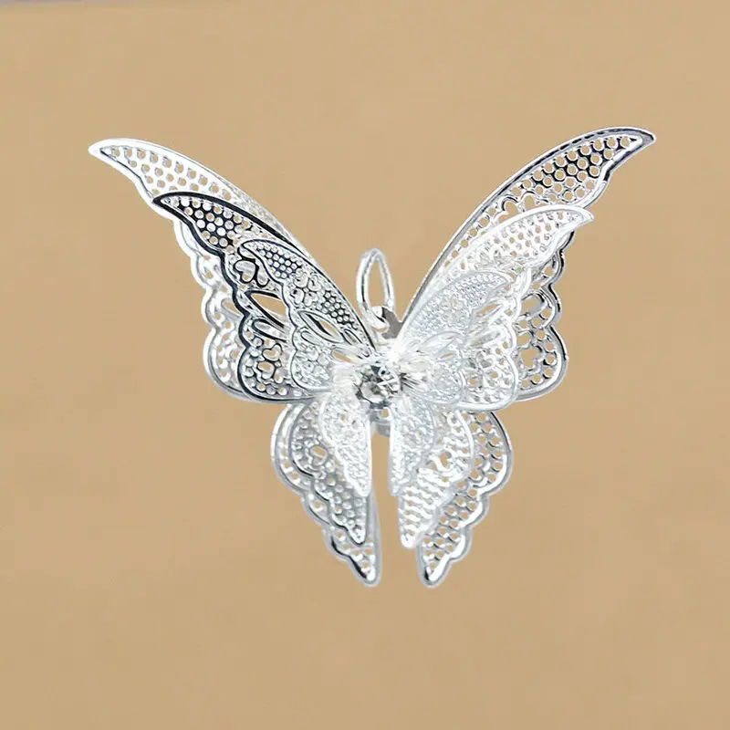 Посеребренная Роскошная 3D подвеска в виде бабочки модное очаровательное женское