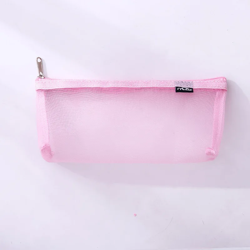 pink Small Простой Прозрачный сетчатый чехол для карандашей для офиса, студентов, чехол для карандашей s, нейлон, Kalem Kutusu, школьные принадлежности, коробка для ручек, Astuccio Scuola - Цвет: pink Small
