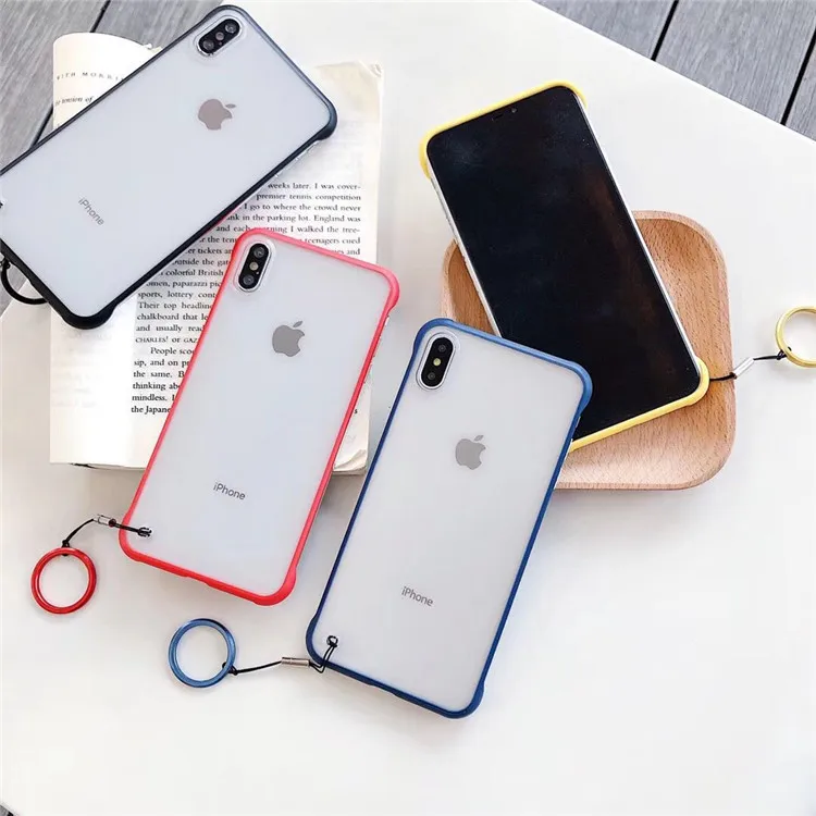 Candy Color Full Protect Anti-knock Phone Case For iPhone X Xsmax XR 6 6S 7 8 Puls Cases Clear Transparent TPU Soft With Pendant |