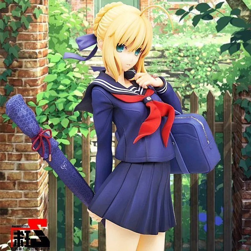 Аниме Фигурка bule saber 20 см Fate stay night Saber школьная форма стиль Фигурки игрушки
