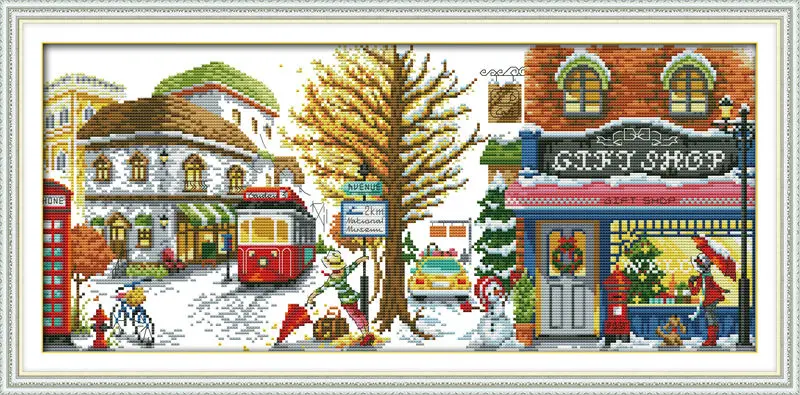 Зимний уличный напечатанный на холсте DMC Счетный китайский набор крестиков