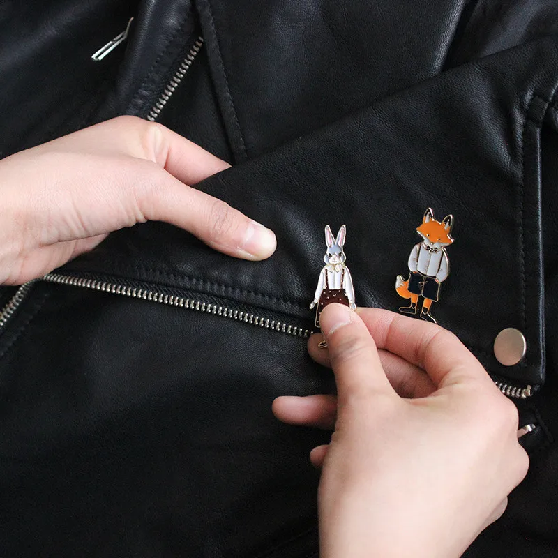 PF Cute Animal Badges Fox Rabbit Cartoon Anime Icons on Clothes Metal Lapel Pin Backpack Female Brooches | Дом и сад