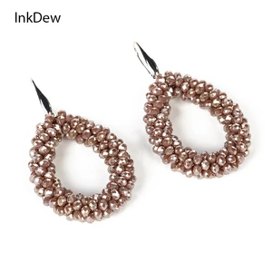 Женские Висячие серьги ручной работы INKDEW, Разноцветные серьги в стиле бохо, винтажные длинные серьги в серьги с бисером из кристаллов
