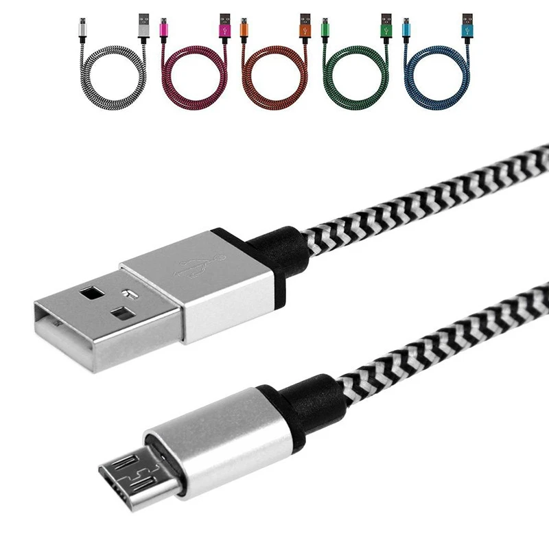 Кабель Micro usb в нейлоновой оплетке короткий длиной 0 2 м 1 для android зарядный кабель USB