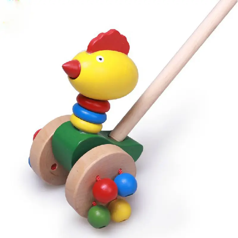 

The new children's educational toys cartoon ducks car wooden carts SSJ01 single rod